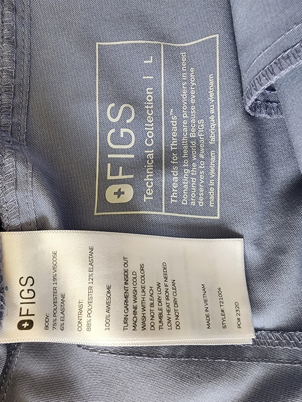 FIGS Vapor Blue Space Dye Rafaela Top & Kade Cargo Pant Scrub Set Size Large - Picture 14 of 15